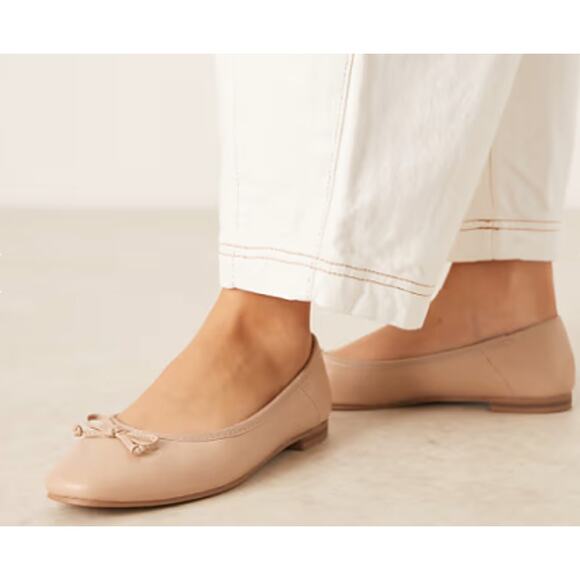 Margaux Shoes - Margaux Womens The Demi Ballet Flats Shoes Peach Leather Bow Slip On Sz 39 M